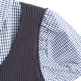 Layered Check Shirt Knit Top 231330484