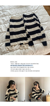  Big stripe see-through long sleeve knit T