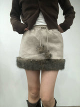 Soft Fur Brown Sweat Skirt