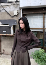 アシンメトリーストライプシャツ