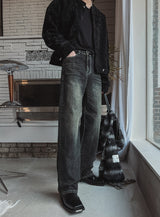 Bent brush wide denim