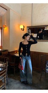 Leopard Halterneck Layered Long-Sleeved Knitwear