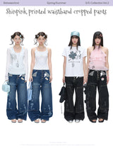 BETWEENAND  Summer-style retro, stylish straight-leg jeans made of heavyweight fabric, with studs, washed finish, available in two colors and made from genuine cowhide
