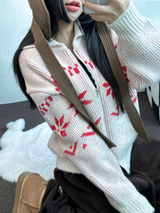 スノーフラワーカラーノルディックツーウェイジッパーニットジップアップ❤🖤🤎🩶🤍5カラー