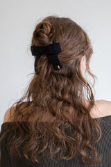 シルバーコーデュロイリボンヘアピン
