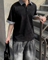 Levin Roll-Up Collar Henley Short Sleeve