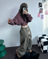 ピグメントハーディークロップドフーディージップアップ ❤🩶🤎 3COLOR
