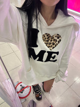 leopard print eye love oversized fit hoodie