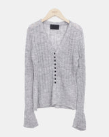 Brel Button Detail Ribbed Slim Cardigan
