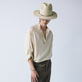 linen concho roll up shirt cream