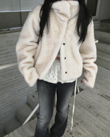 High neck fur crop jacket