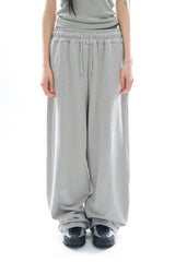 Long waist rib loose sweatpants