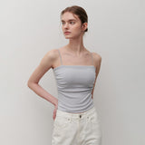 SHIRRING CAP SLEEVELESS LIGHT GRAY
