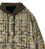 Trine check quilted padded hood shirt