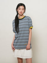 マルチストライプハーフTシャツ