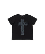 フラワークロス スリムTシャツ - ブラック