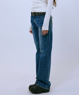 ウォッシングブーツカットデニムパンツ (BLUE)