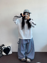 HIP TWO LINE NUMBERING LONG SLEEVE T-SHIRT💙🤍🖤3COLOR