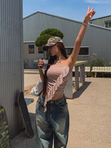 ロイワンショルダーフリルオフTシャツ