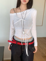 カイラワンオフストラップロングスリーブTシャツ