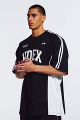 Side Color Block Short Sleeve Black