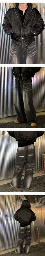 [F/W]リアルファーMA-1中綿ジャンパー(3color)