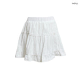 (2color) レースフリルジャガードミニスカート [Inner Pants]