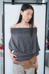 [MADE] Shirring Off-Shoulder Dress (Charcoal)