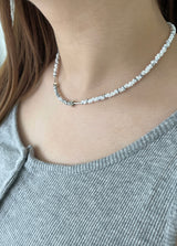 pebble silver bar necklace