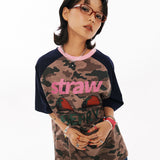 Strawberry Overfit Raglan T-shirt [Camo Beige]