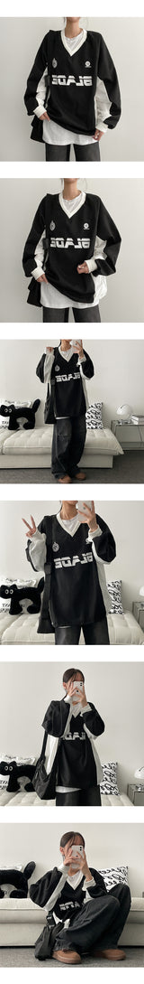 ベロストリングウィンドブレーカーVネックTシャツ