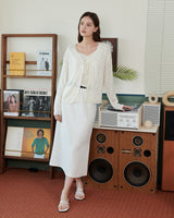 LOGO PLATE MIDI SKIRT [WHITE]
