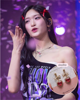 [IVE Leeseo, Jo Yuri Earring] Rosepink Heart and Ribbon Earring