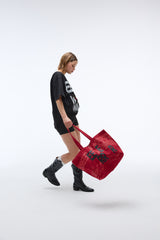 Weekend warrior typography printing tote-bag (Red)