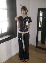 ラヒ 05 ヒア プリンティング ヘンリーネック ボタン ショートスリーブ Tシャツ
