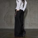  original three-dimensional pleated wide-leg suit trousers