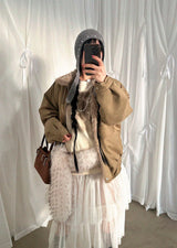 BEADS ANGORA BEANIE (WHITE, GRAY 2COLORS!)