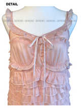 peach chiffon frill lace dress (cardigan set)