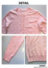 ベビーピンクヘンリースリムロングスリーブTシャツ