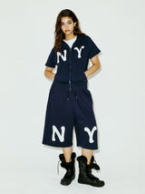 NY アップリケカプリパンツ NAVY