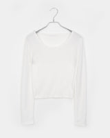 Fumo snap button ribbed one-off shoulder long-sleeve T-shirt