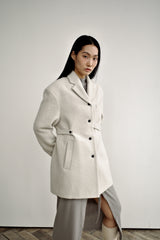 Fuzzy heavy wool coat, Light grey
