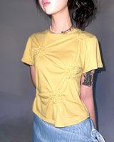 (3color) フラワー シャーリング ショートスリーブ Tシャツ