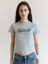 ヴィンテージ クラック ロゴTシャツ グレー