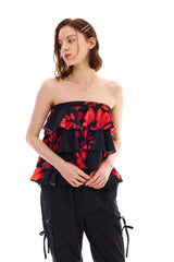 FLUTTER FRILL TOP SKIRT / RED