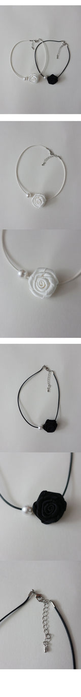 ROSE CHOKER NECKLACE (WHITE, BLACK 2COLORS!)