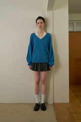 Moa v-neck knit_blue