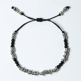 black & antique silver beads bracelet