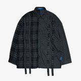 ダブルチェックディコンストラクトシャツ_ブラック