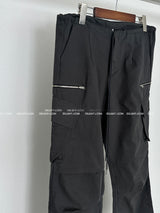 string zipper cargo wide pants